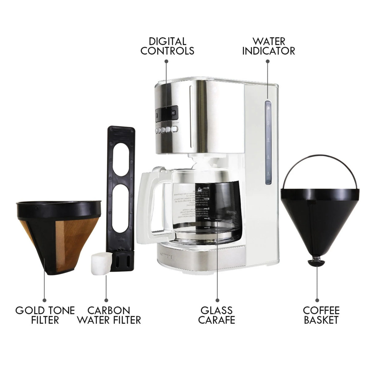 White 12-Cup Programmable Drip Coffee Maker H7747