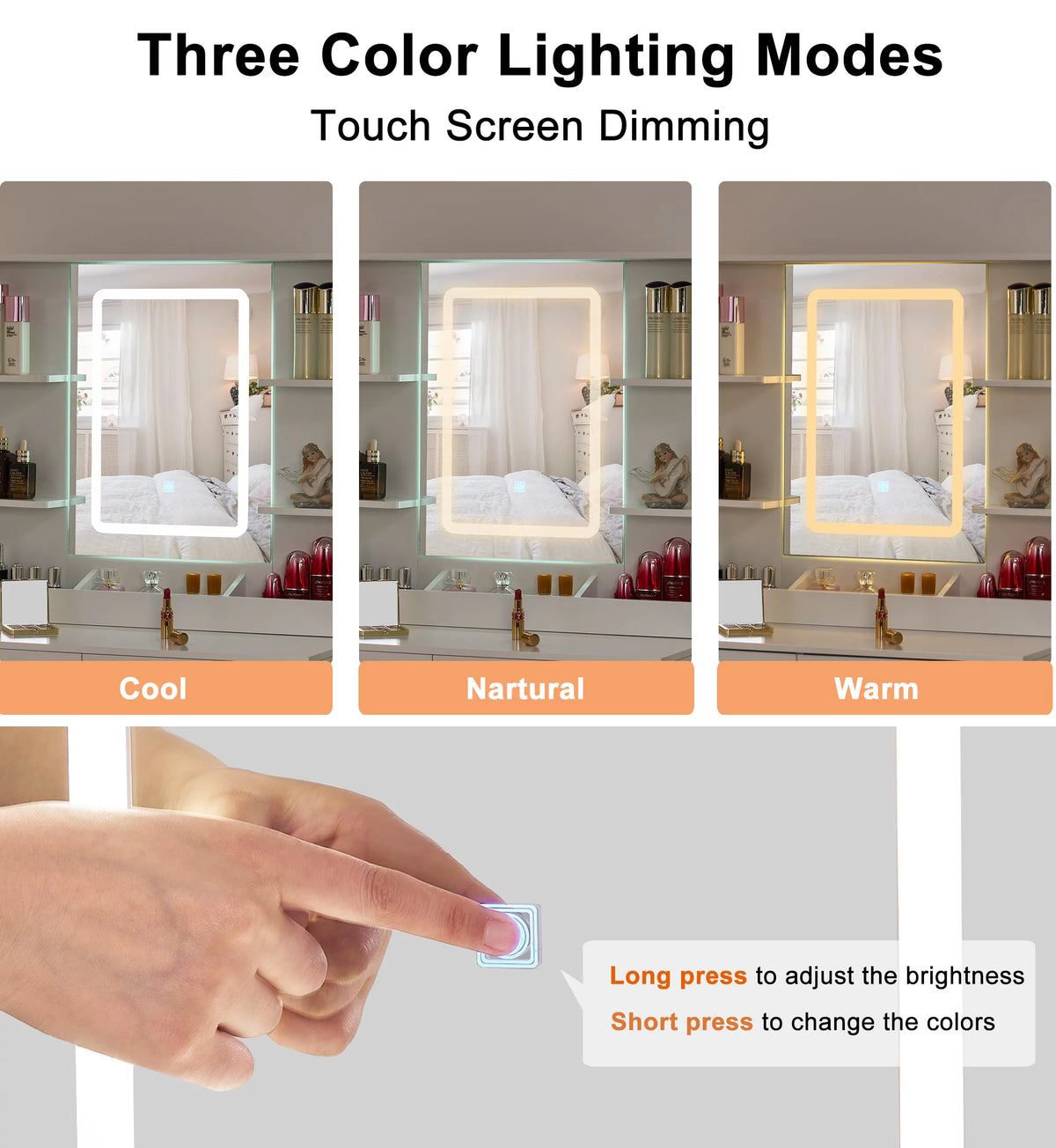 White Vanity Desk with Mirror and Lights Q57459