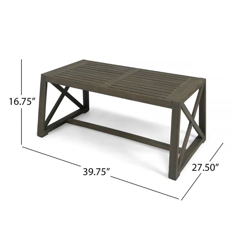 Gray Acacia Wood Outdoor Loveseat and Coffee Table Z378