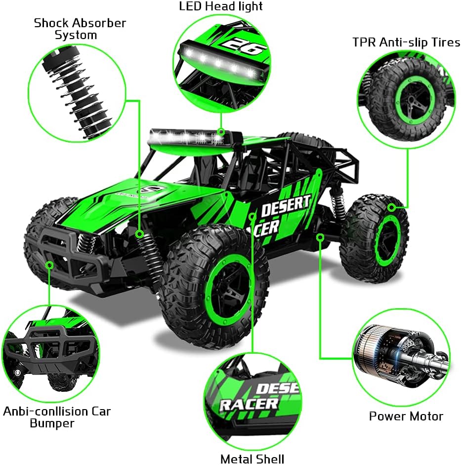 Remote Control Car 1/16 Scale Off-Road Monster Truck Green Z1963