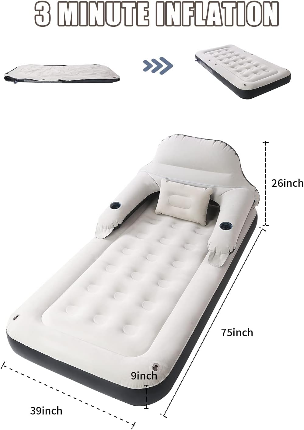 Twin Air Mattress with Soft Backrest Patch Kit O943495