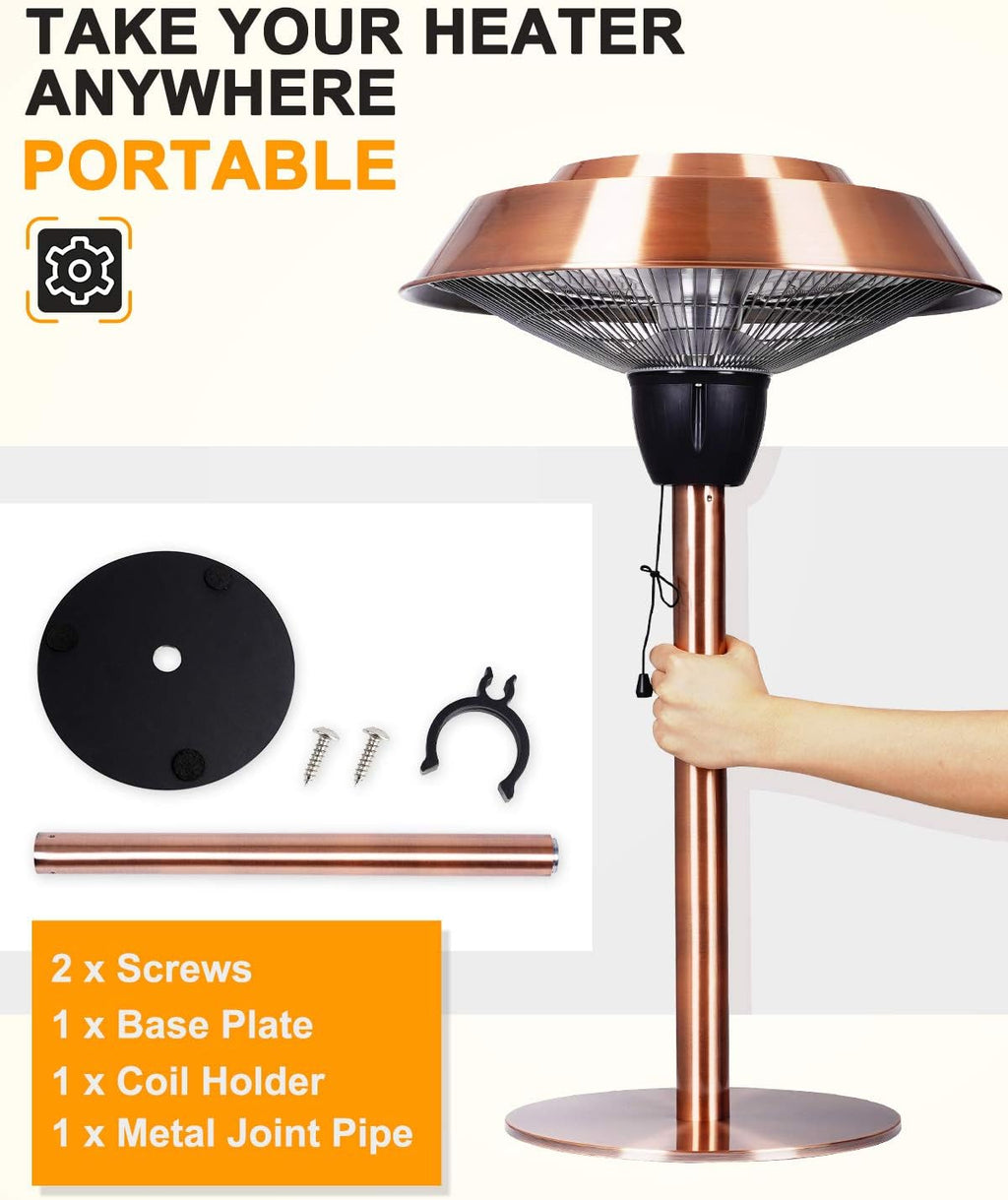 1500W Infrared Electric Patio Heater with Brush Copper Finished G805