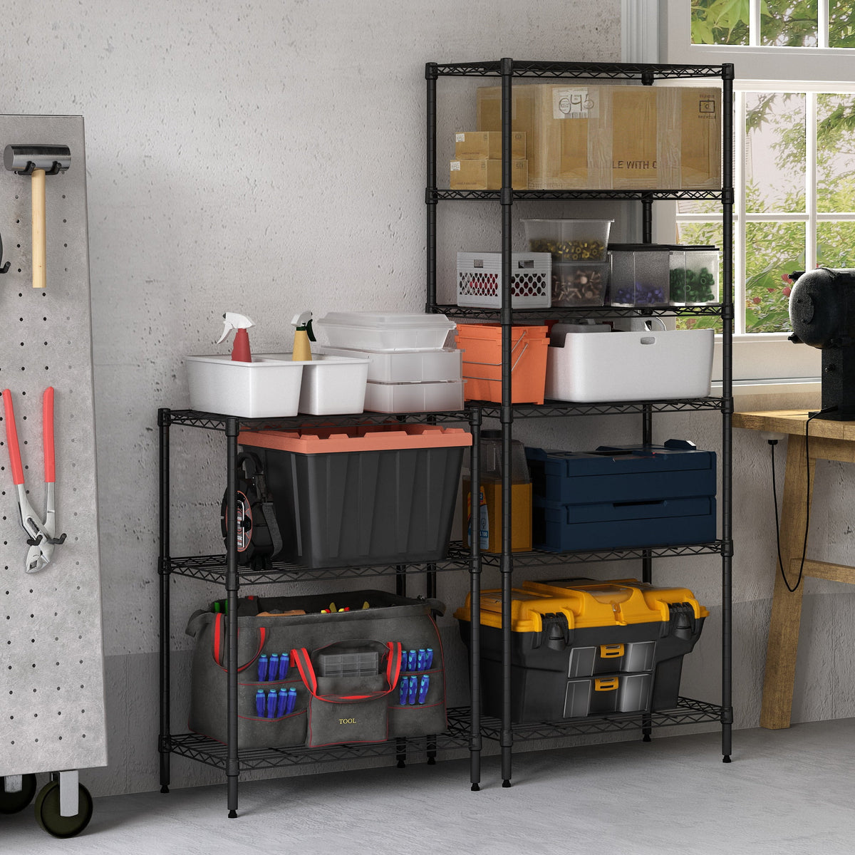 Black 3-Tier Metal Storage Shelf Rack V174