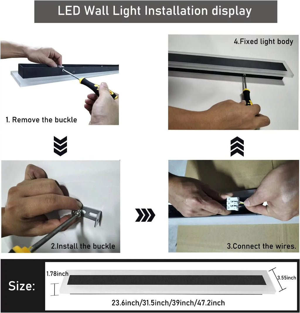 2 Pack 31.5 Inch LED Wall Light Waterproof Black T539312