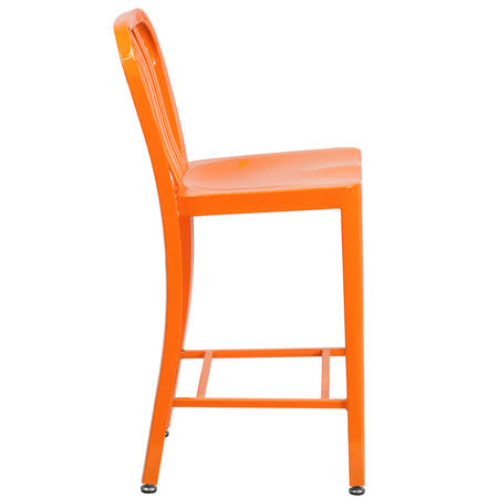 2 Pack 24x22 Orange Metal Counter Height Stool V597