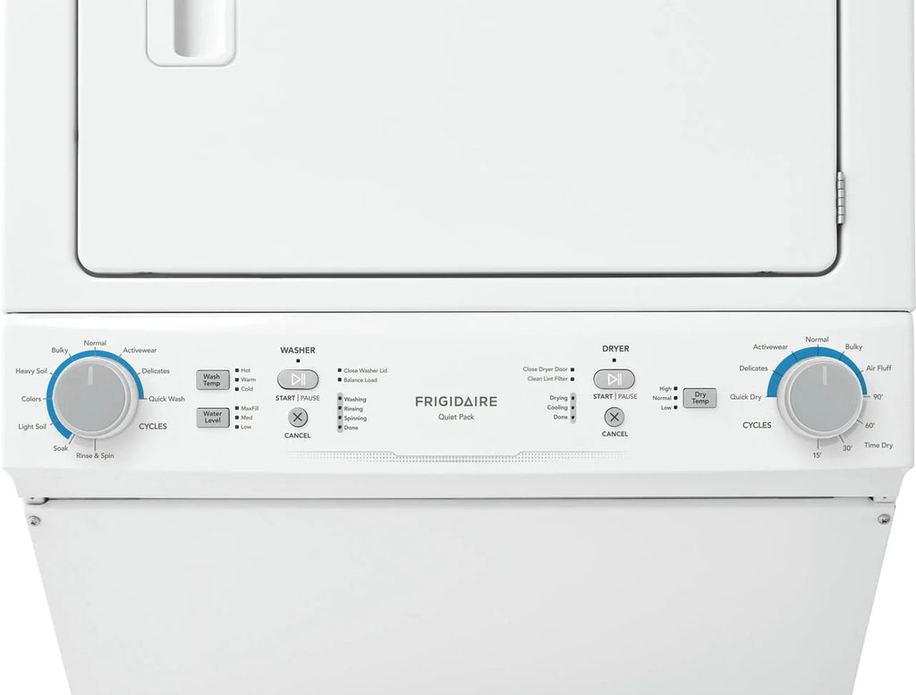 27 Inch Electric Laundry Center with 3.9 Cu. Ft. Washer and 5.6 cu. ft. Dryer in White P9068