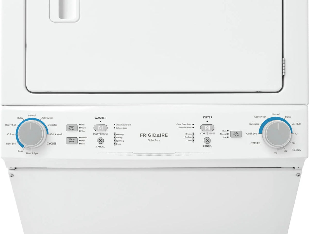 27 Inch Electric Laundry Center with 3.9 Cu. Ft. Washer and 5.6 cu. ft. Dryer in White P9068