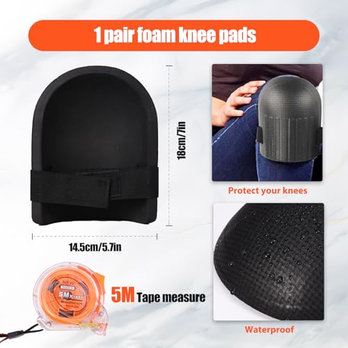26 Pcs Wood Floor Installation Kit with Mallet, Knee Pads, Pull Bar, Tapping Block, Tape Measure and Spacers F782