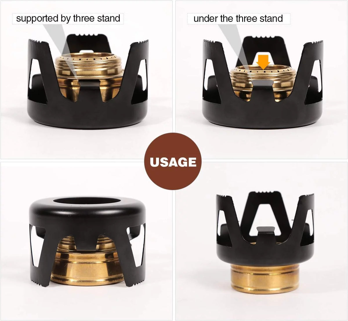 Lightweight Brass Alcohol Stove Burner with Stand O12936