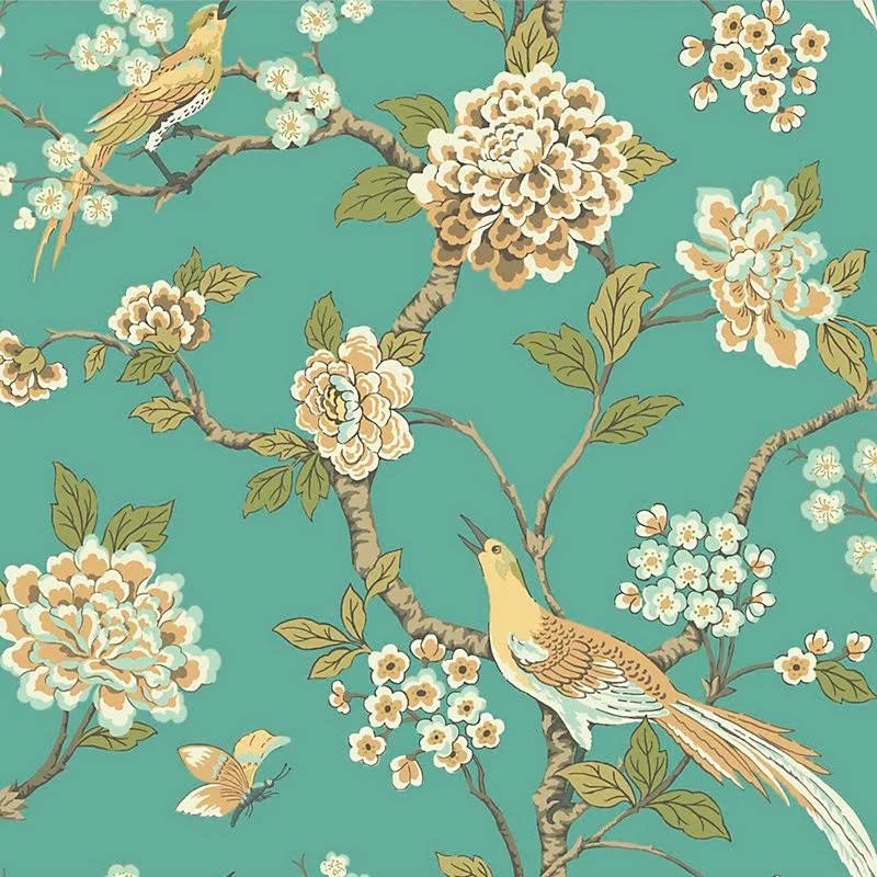 Chinoiserie Garden Wallpaper Gray/Red L8379