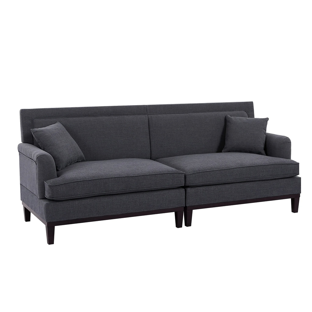 Black Upholstered Loveseat with 2 Pillows and Metal Legs F7538
