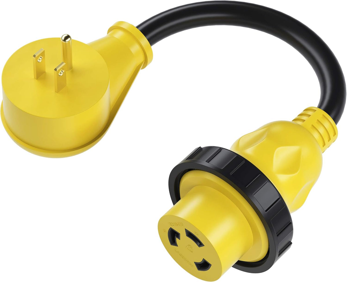 30 Amp to 15 Amp RV Adapter Cord with Locking Connector, 12in Pack of 2 X94810