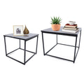 2pcs Black Metal Side Table J852559