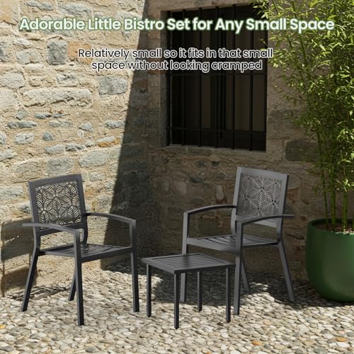 Peacock Blue Stackable Bistro Set with 2 Chairs and 1 Coffee Table Z2074