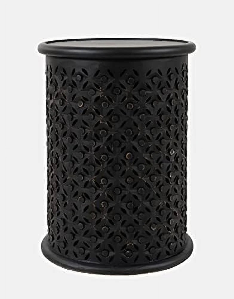 Antique Black Hardwood Drum End Table C122173