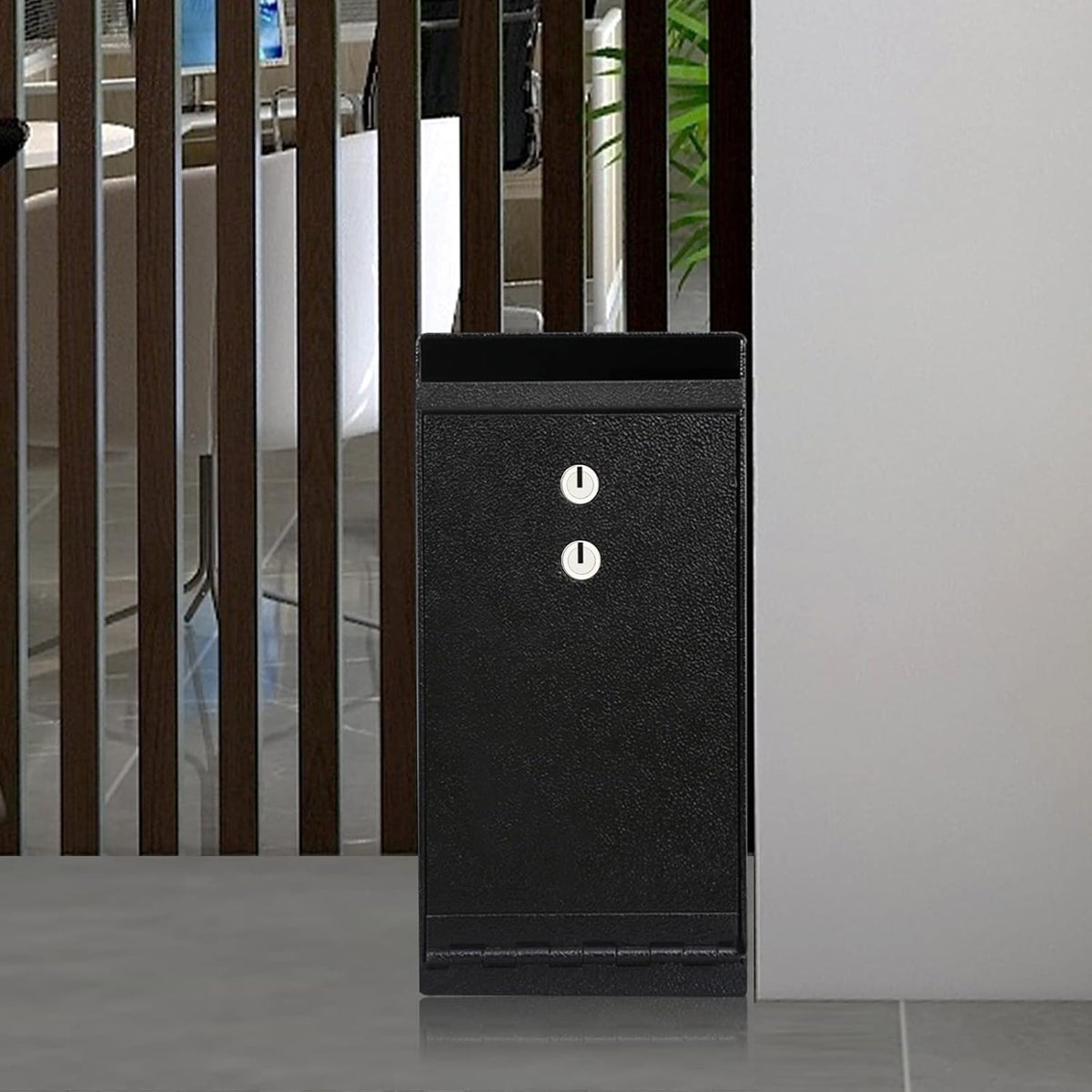 Dual Key Lock Anti-theft Drop Slot Steel Safe, Matte Black J608