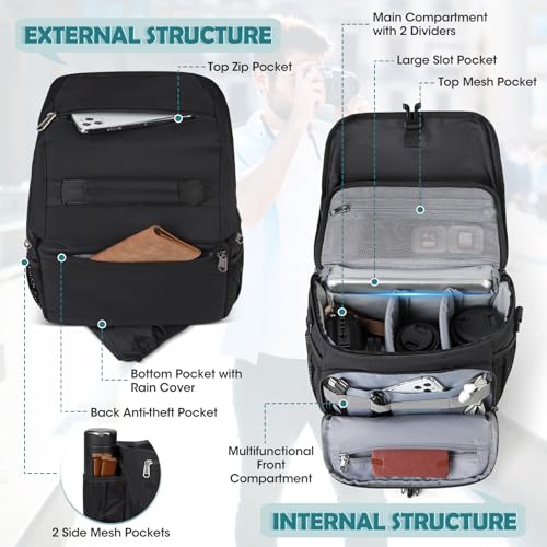 Black Waterproof Camera Sling Bag with Tripod Holder P366
