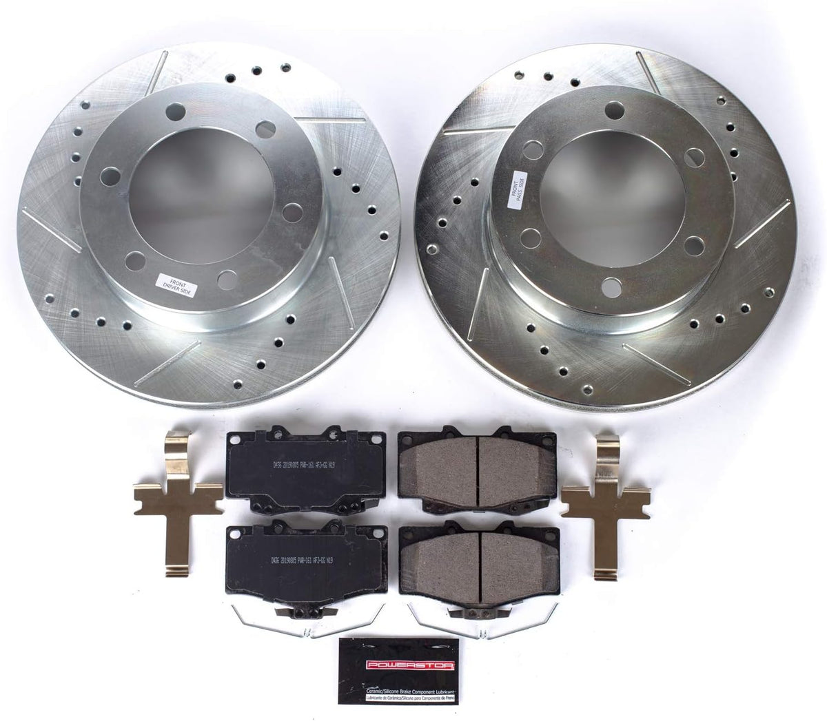 Front Z23 Carbon Fiber Brake Pads with Drilled & Slotted Brake Rotors Kit T2262