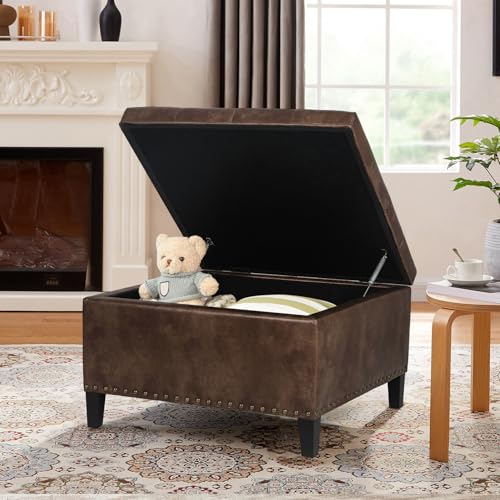 Dark Gray Fabric Storage Ottoman N505530