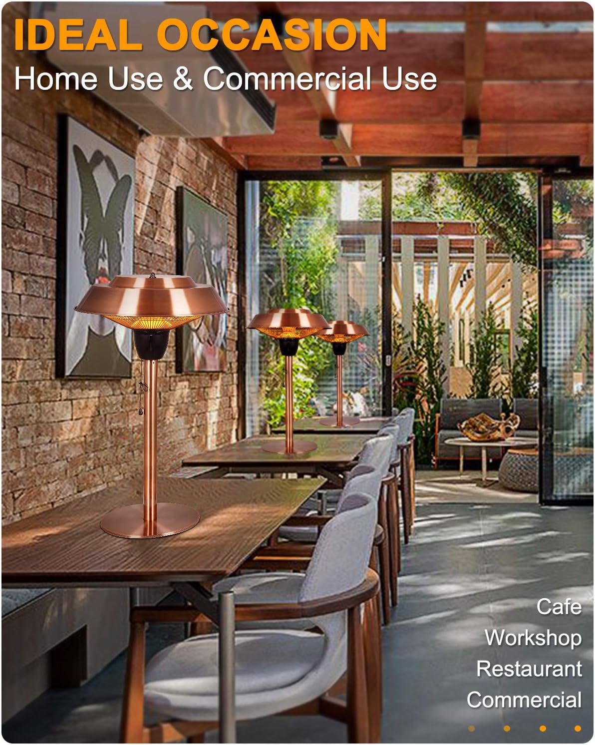 1500W Infrared Electric Patio Heater with Brush Copper Finished G805