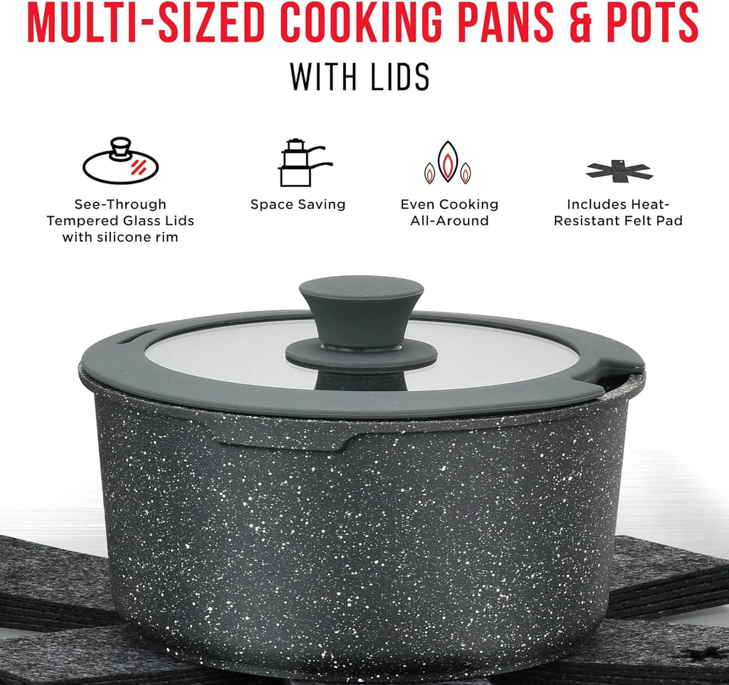 15-Piece Granite Non-Stick Cookware Set with Removable Handles K743735