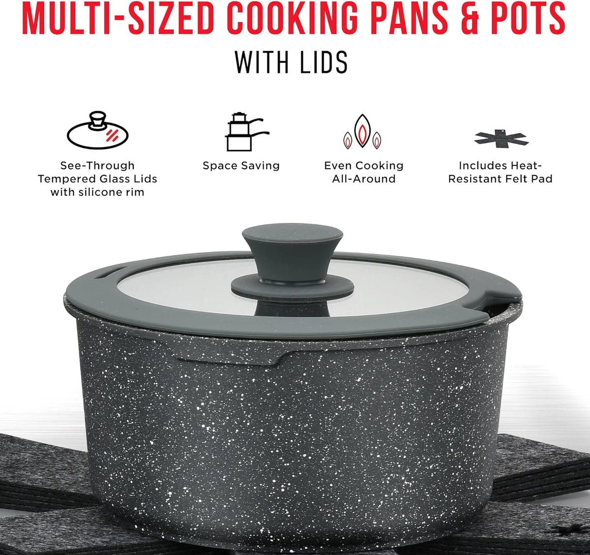 15-Piece Granite Non-Stick Cookware Set with Removable Handles K743735