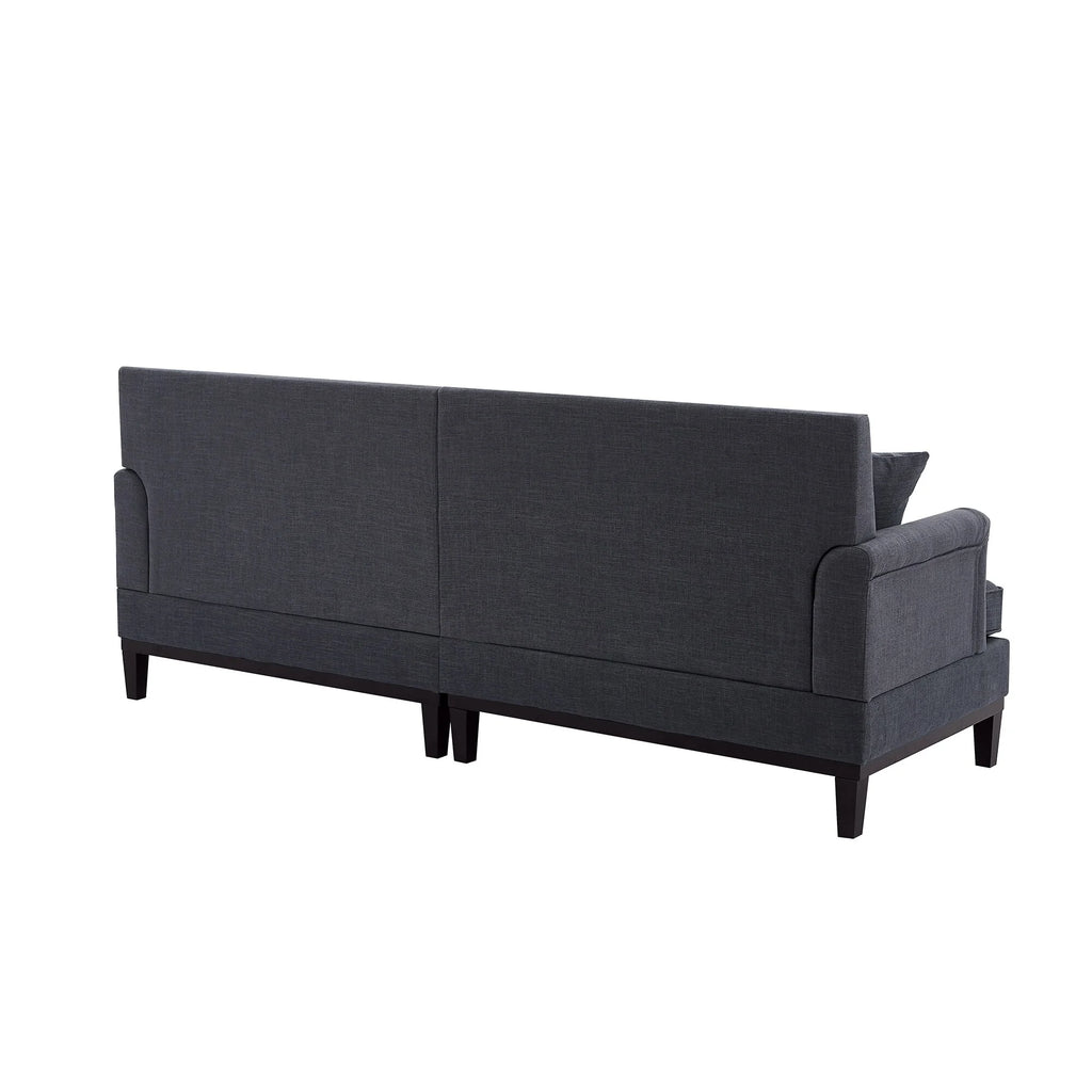 Black Upholstered Loveseat with 2 Pillows and Metal Legs F7538