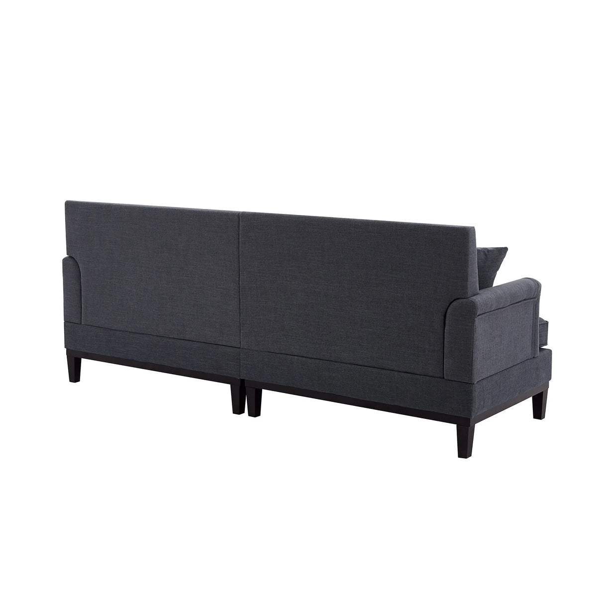 Black Upholstered Loveseat with 2 Pillows and Metal Legs F7538