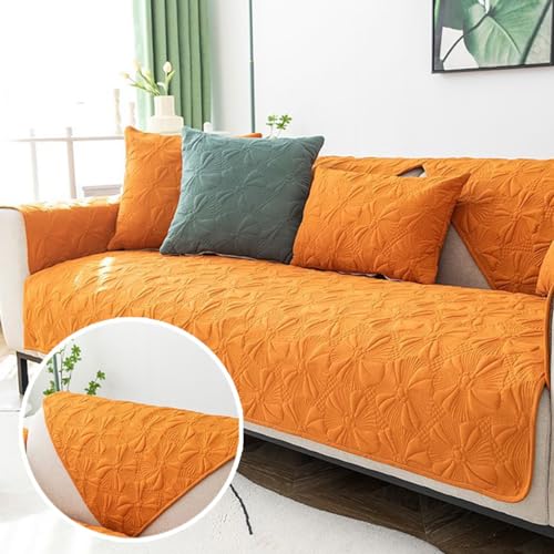 Cotton Linen Floral Pattern Sofa Cover, Non-Slip Slipcover (110x240cm) B53250