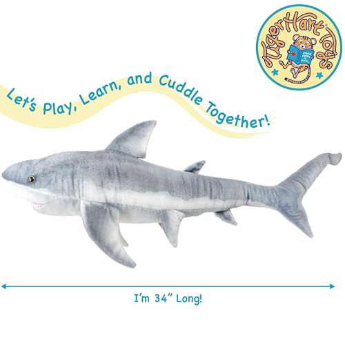 34 Inch Long Great White Stuffed Animal Plush P74302