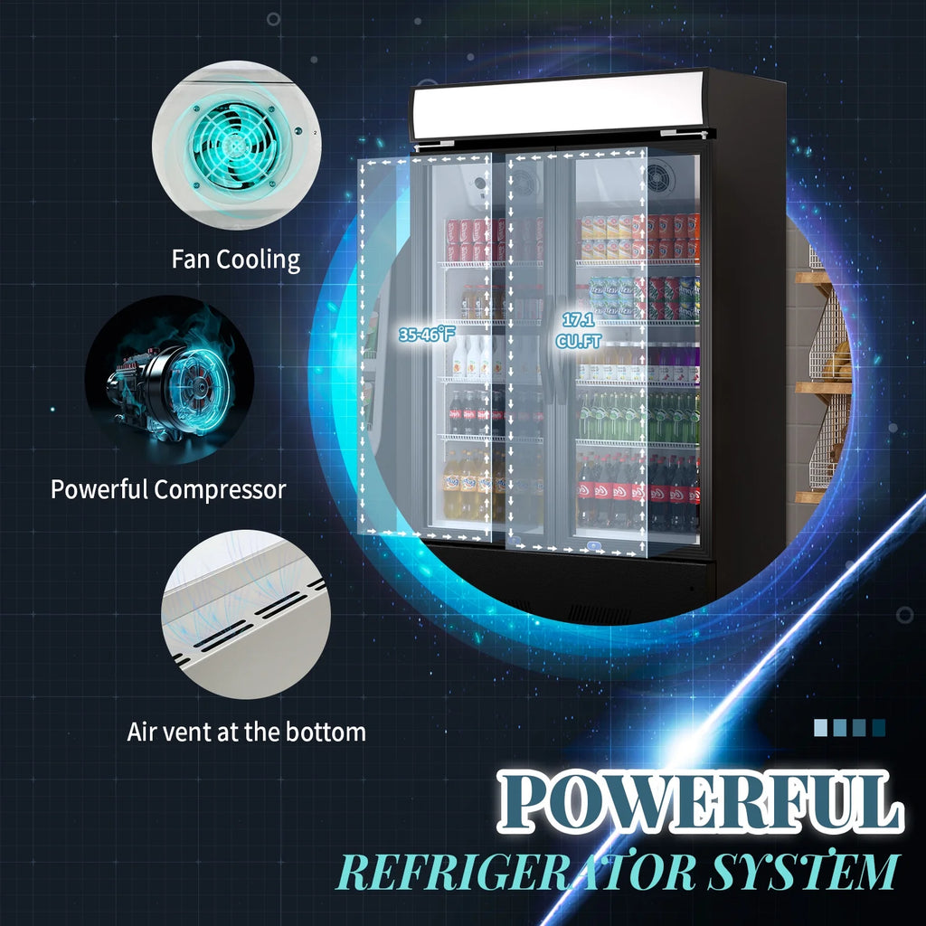 38'' Commercial Beverage Display Refrigerator with 2 Glass Doors S4048