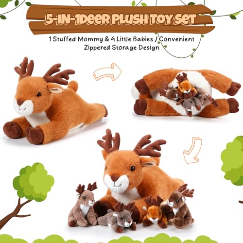 16 Inch Plush Deer Stuffed Animal Set with 4 Little Plush Z628938