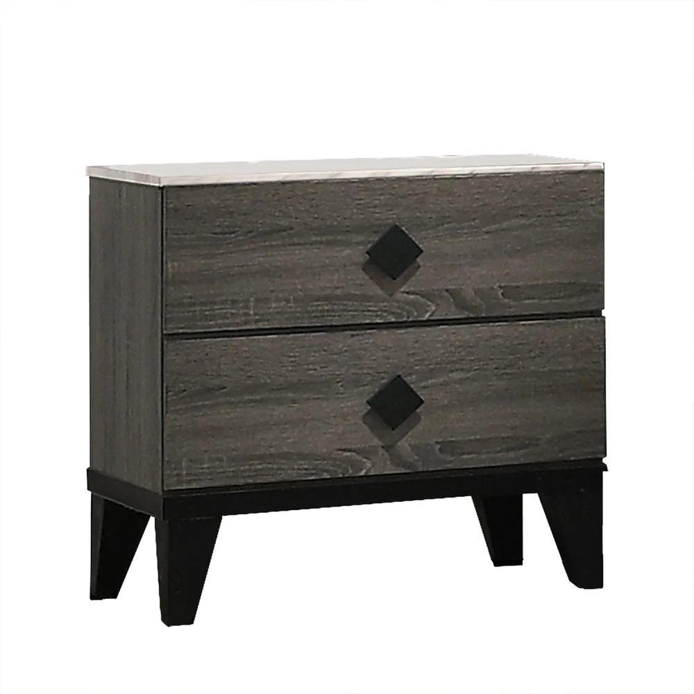 Walnut 5pc Cal King Bedroom Set with Faux Marble Tops V66526