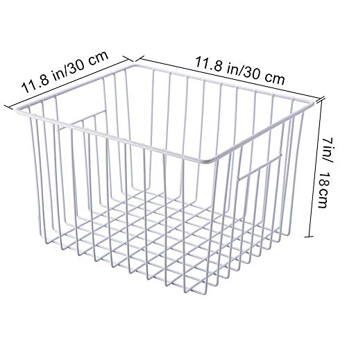 Large Wire Storage Baskets with Handles, Pearl White, Set of 3 I52003