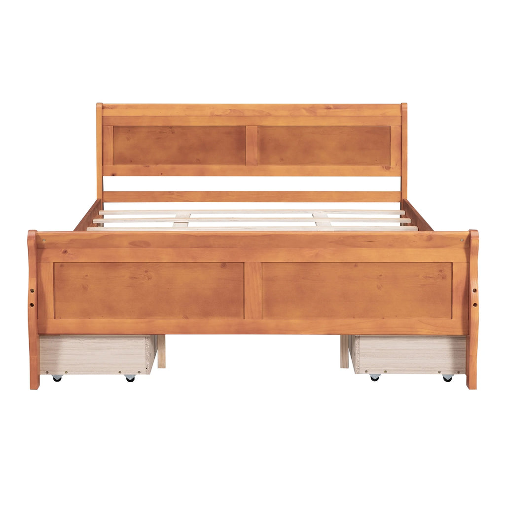 Queen Size Wood Platform Bed with 4 Drawers S6573
