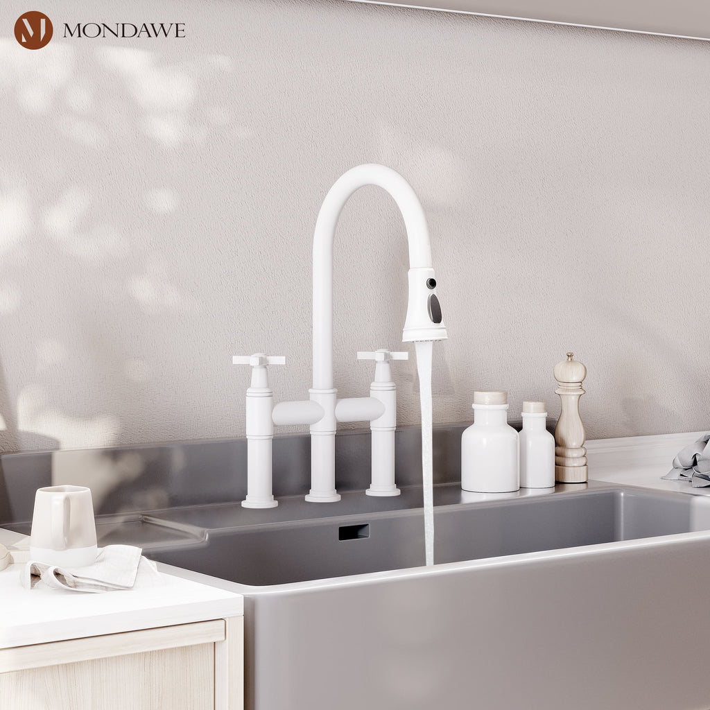 Bridge Kitchen Faucet with Pull Down Sprayer C217