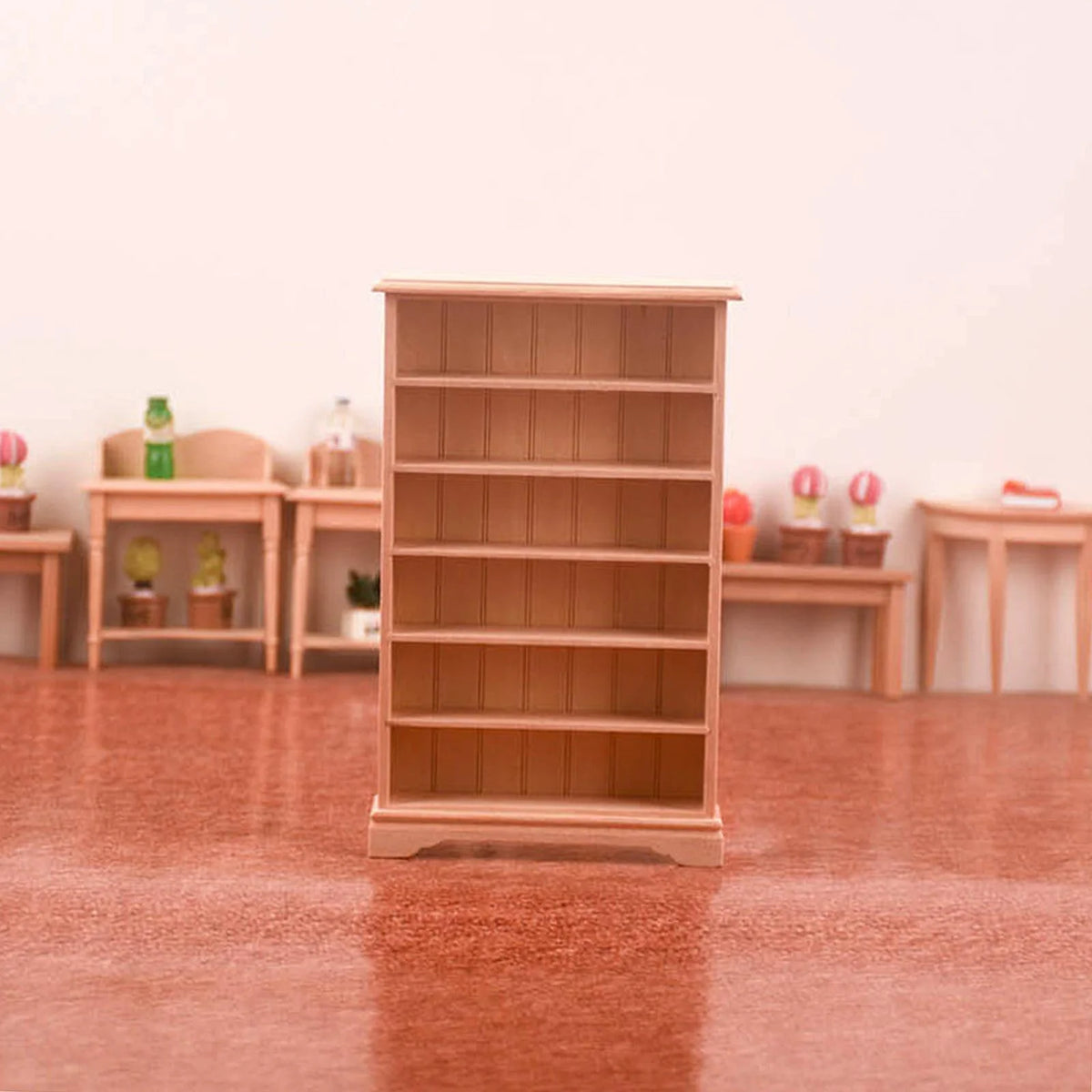 Dollhouse Miniature Wooden Bookcase Display Shelf T828