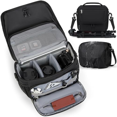 Black Waterproof Camera Sling Bag with Tripod Holder P366