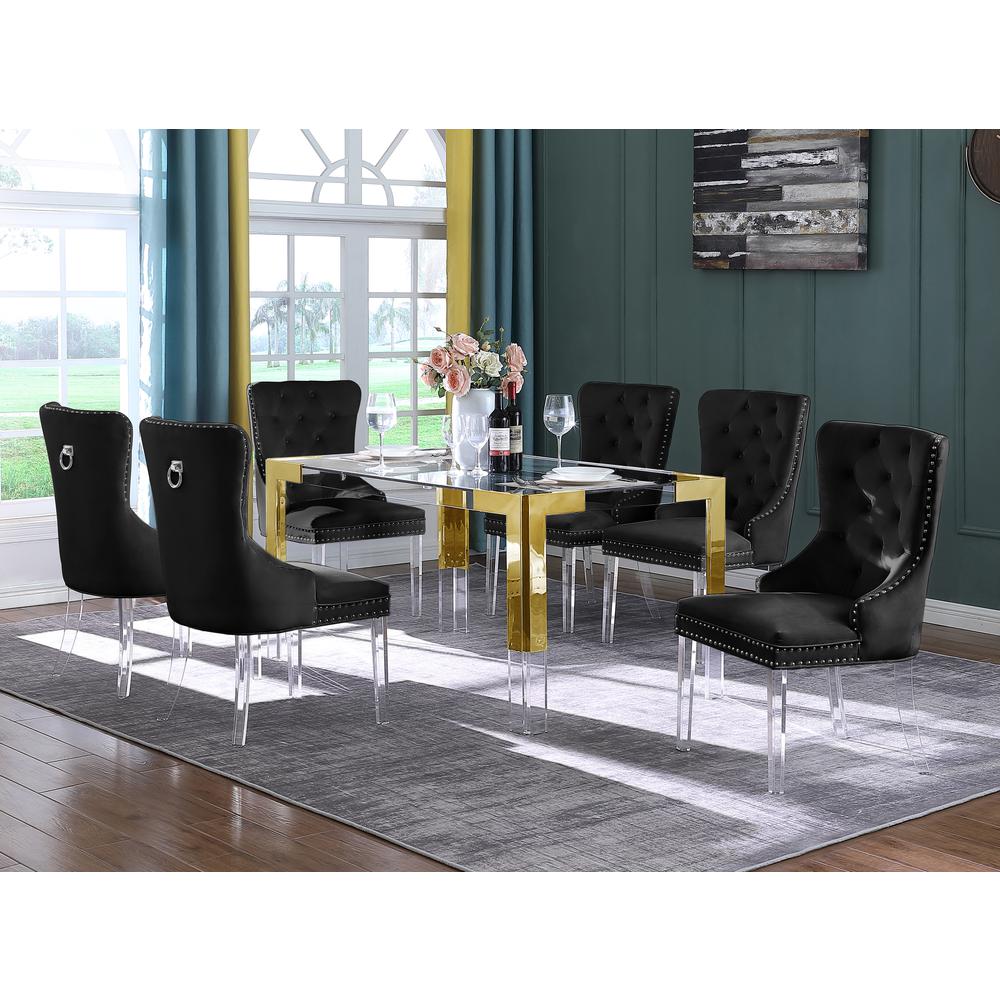 Black Tufted Velvet Dining Chairs (Set of 2) M411