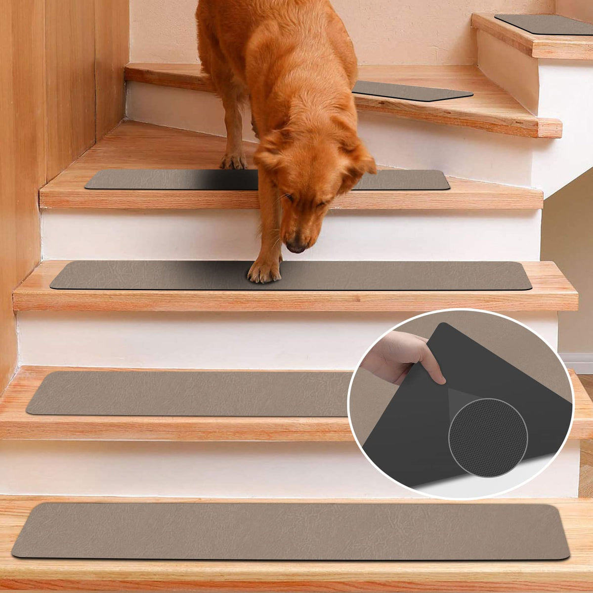 Rubber Stair Treads Non-Slip Step Mats, Gray, 8"X30", Set of 15, Pack of 2 I14134