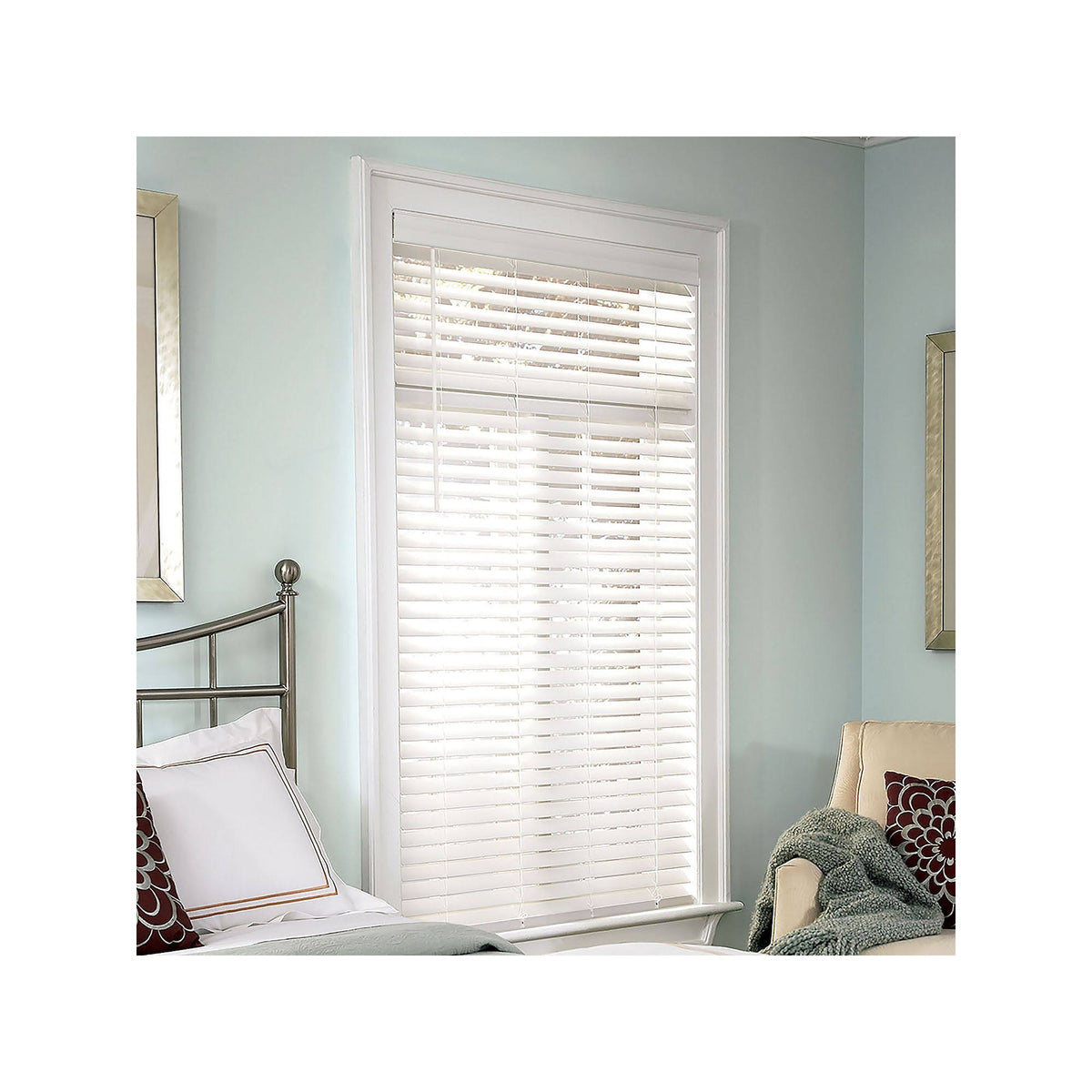 White 28.75X60 Faux Wood Cordless Blind J14275