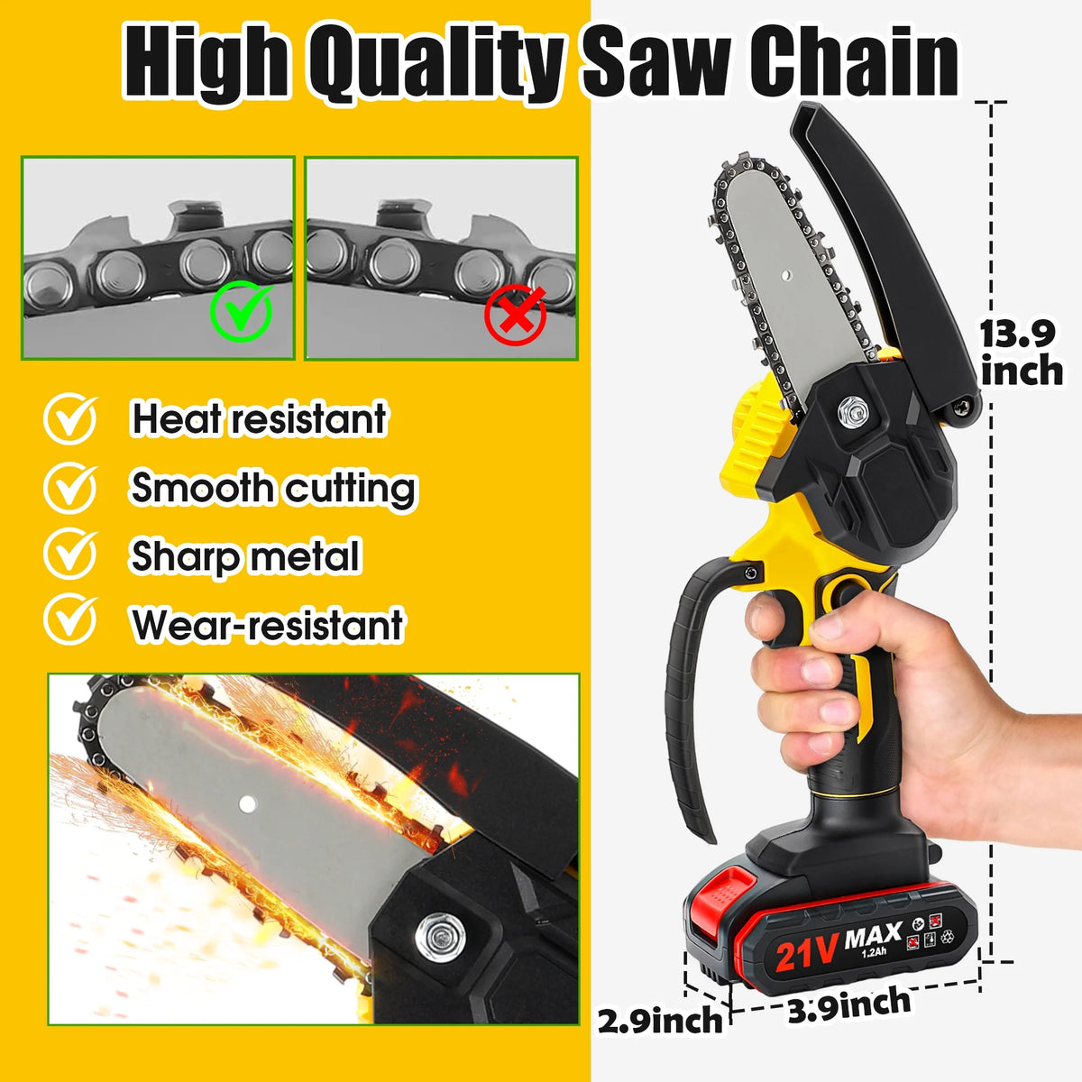 4 inch Mini Cordless Chainsaw with 2 Battery G200