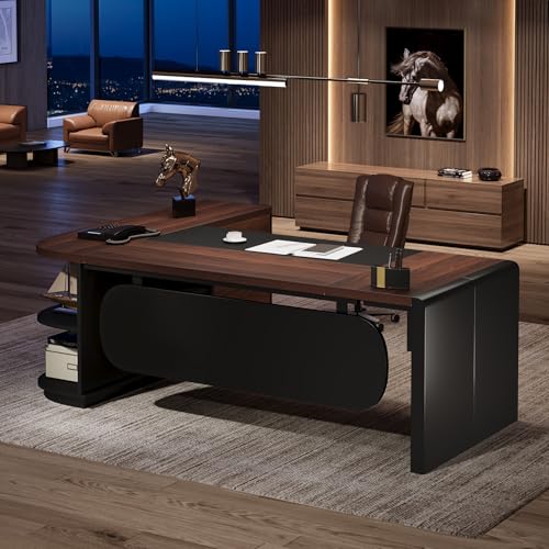 80'' L-Shaped Desk with Drawers Cabinet and Storage Shelves X415214