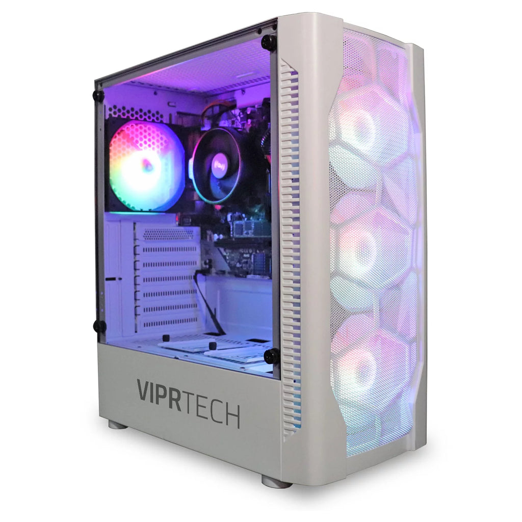Whiteout Gaming PC Desktop Computer AMD Ryzen 5 5600G 16GB DDR4 128GB SSD 1TB HDD Q397910