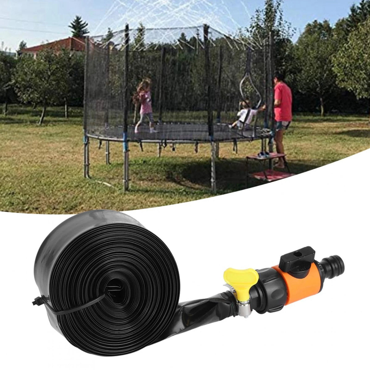 Rociador de agua de trampolín al aire libre PVC Naranja 15m M93860