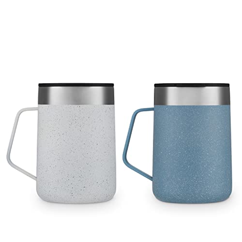 14oz Stainless Steel Vacuum-Insulated Mug with Handle and Splash-Proof Lid K1702