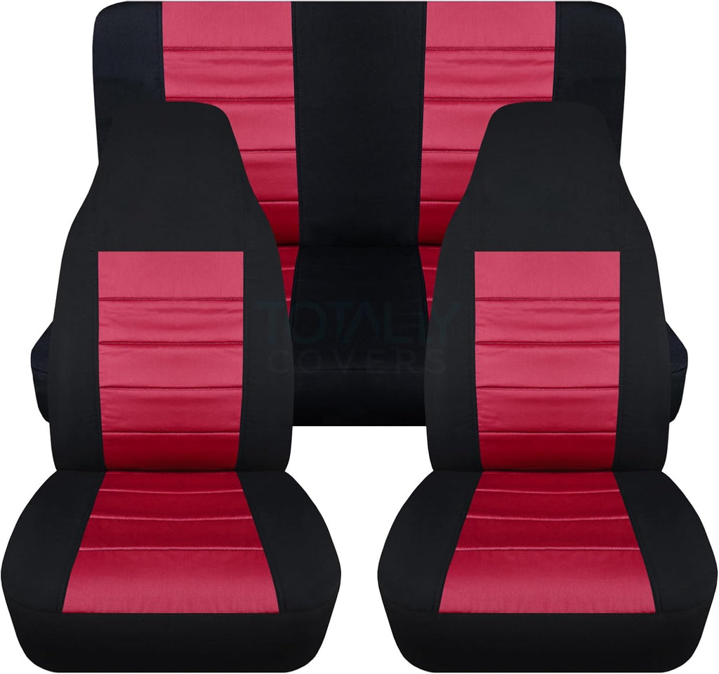 Black & Purple Full Set Front & Rear Seat Covers for 2-Door Jeep Wrangler TJ M876