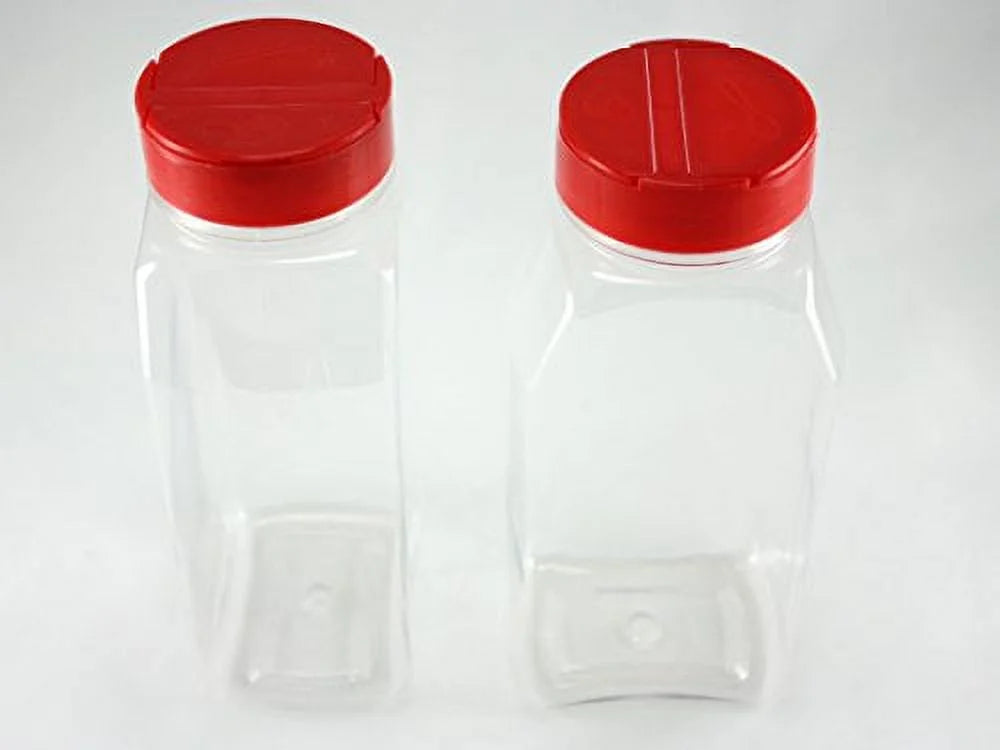 32 OZ Clear Plastic Spice Bottles Jars Containers Set of 2 with Flap Cap Shaker W4695