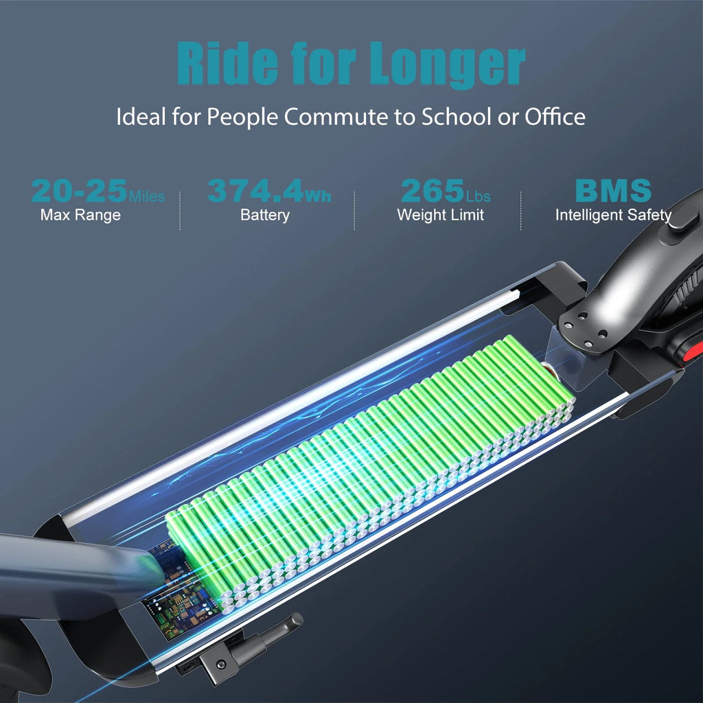 Electric Scooter 350W Motor 9 In Tires 20 mph 20 Miles 265 Lbs Silver C12096