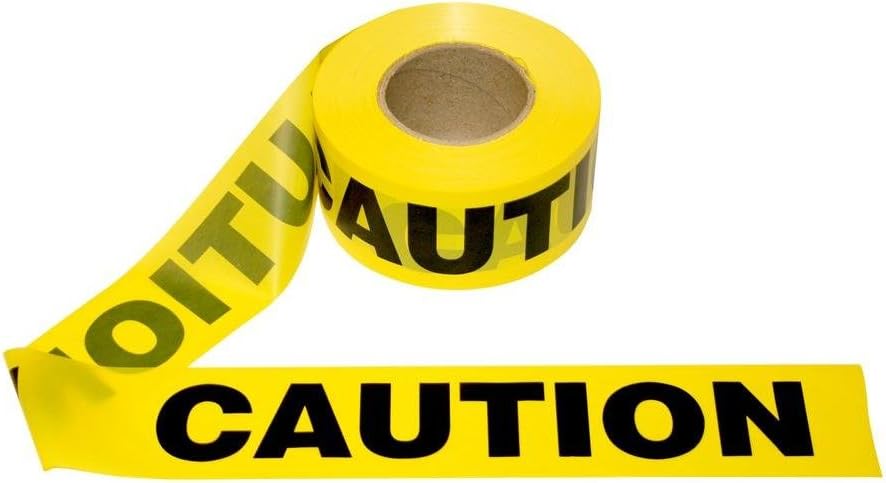 Yellow Caution Barricade Tape, 3 in. x 1000 ft. Roll, 12-Pack Pack of 2 B740